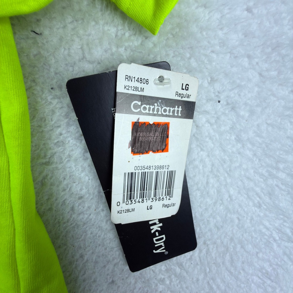Carhartt Mens Work-Dry Short Sleeve Pocket T-Shirt Neon Yellow Green Large L NWT - Picture 3 of 16